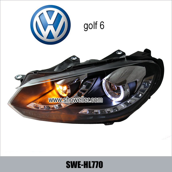 VW GOLF6 Gti Angel Eye LED Head Lamp front DRL Headlights Dayline Head Lights SWE-HL770